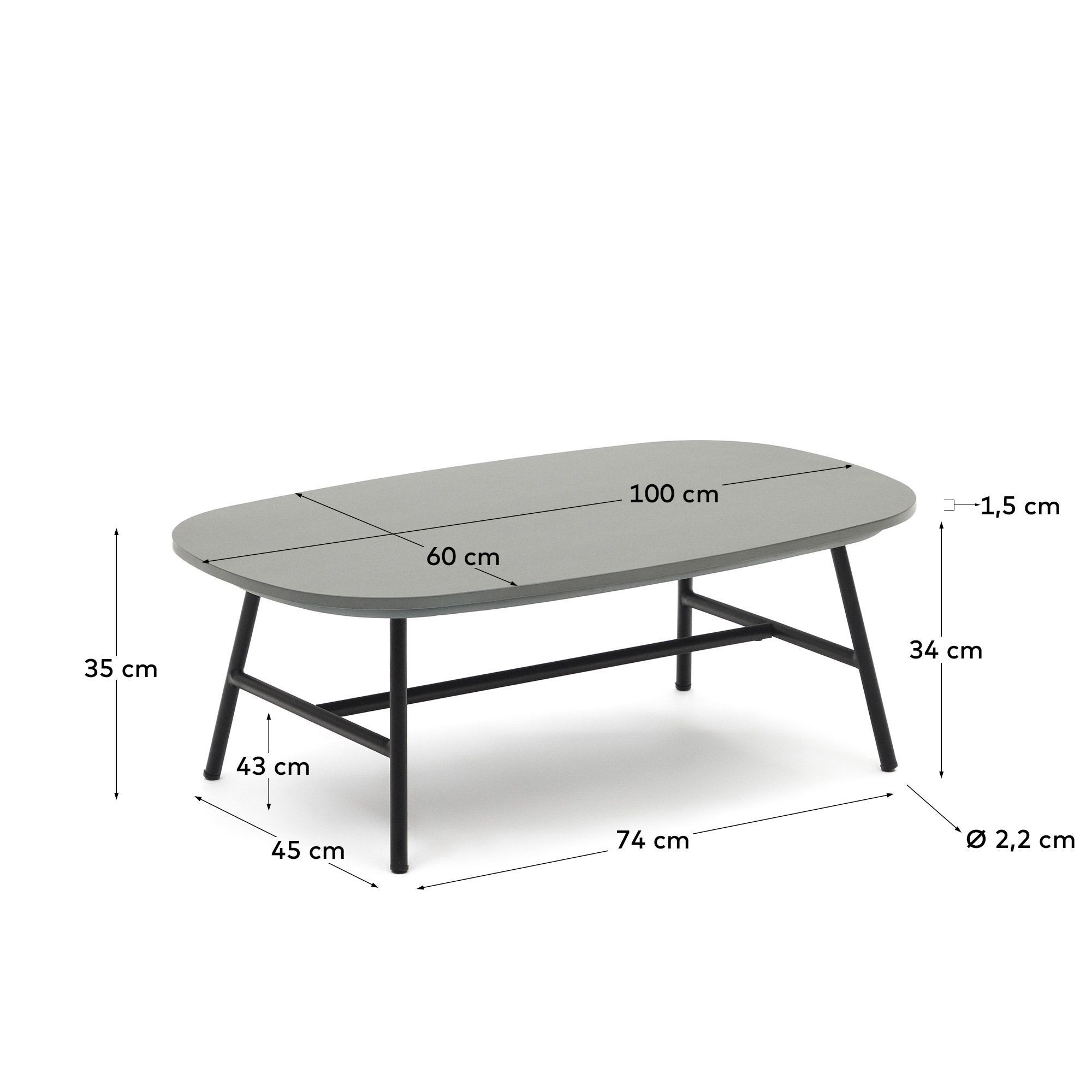 Журнальный стол La Forma Bramant из стали с черной отделкой 100 x 60 см