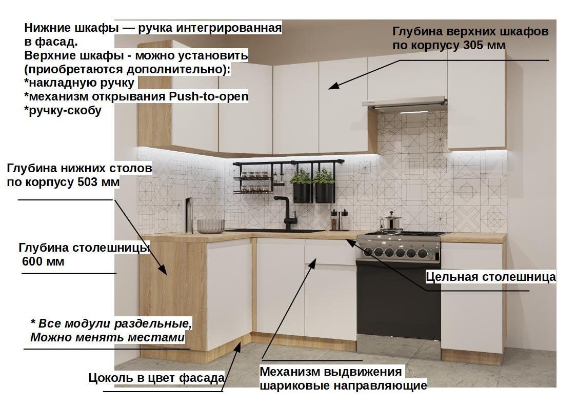 Кухонный гарнитур Тальк Лайн 1200х2400 белый (арт.29)