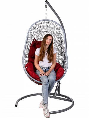 Подвесное кресло Bigarden Easy Gray с красной подушкой