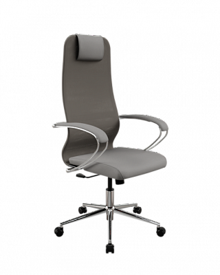 Офисное кресло МЕТТА ErgoLife S 8 B1-9K - Сетка(X2)+Ткань(Багама) /Uh00/Wh12/K1cF(M09.B23.G18.W02) Серый / Песочный