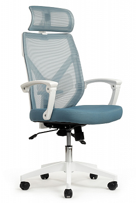 Кресло RIVA Chair OLIVER W-203AC белый пластик / синий