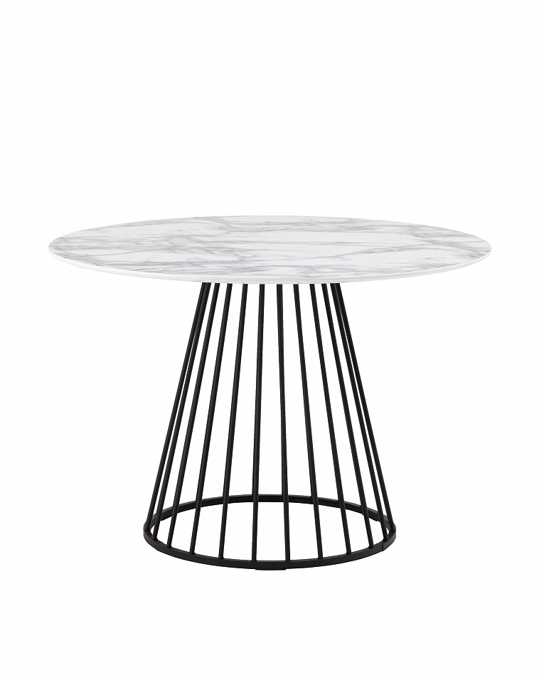 Стол обеденный Ливерпуль 110х110 белый мрамор черная ножка