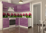 Кухонный гарнитур угловой Волна Фиолетовый металлик 2100х1600
