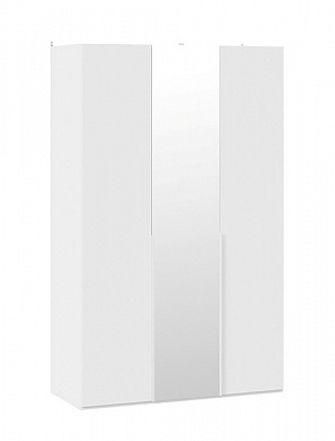 Шкаф для одежды с зеркальной дверью Порто белый жемчуг белый софт СМ-393.07.112