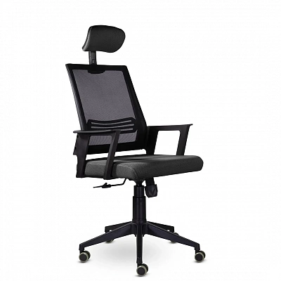 Кресло компьютерное Аэро М-808 BLACK PL Сетка Е серый
