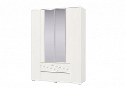 Шкаф 4-х дверный с ящиками АДЕЛИНА Рамух белый