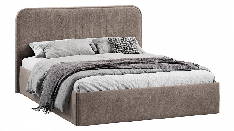 Кровать 160х200 c подъемным механизмом Тиффани микровелюр Wellmart Latte Трия