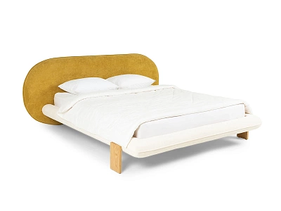 Кровать OgogoHome Softbay 160x200 (букле) белый желтый 869843