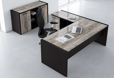 Комплект мебели в кабинет руководителя MORRIS Дуб Базель / Венге