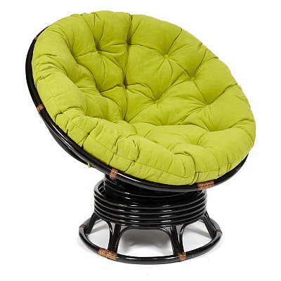 Кресло-качалка PAPASAN 23/01 W с подушкой Antique brown флок олива