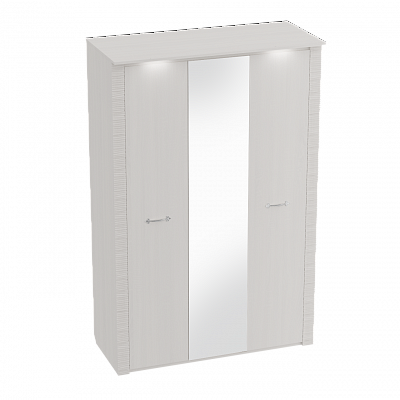 Шкаф 3-дверный с подсветкой Элана Бодега белая (глубина 65 см)
